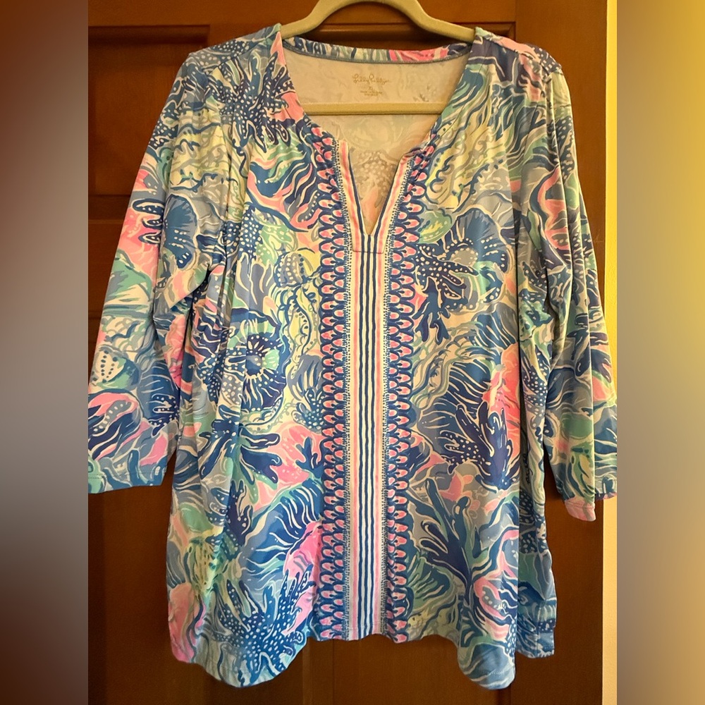 Lilly Pulitzer Blue and Pink Swirl Top